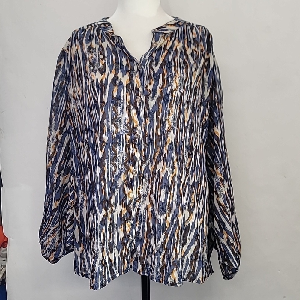 Pilcro Anthropologie peacock Long-Sleeve Blouse